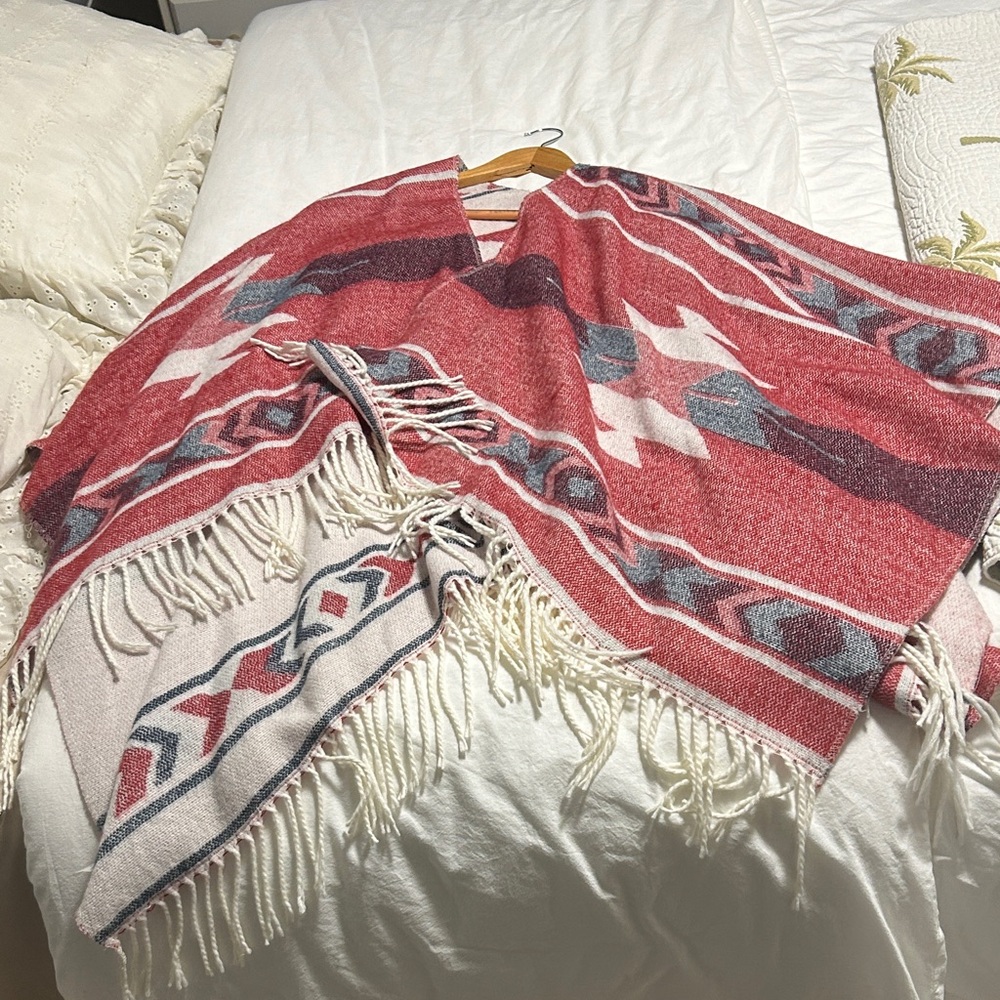 Red and Gray Patterned Women's Shall